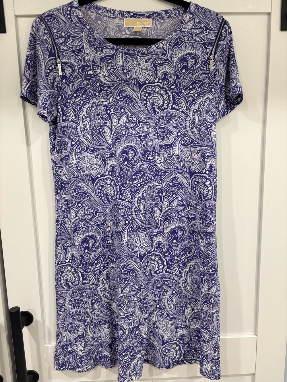 Michael Kors Purple Paisley Short Sleeve Dress